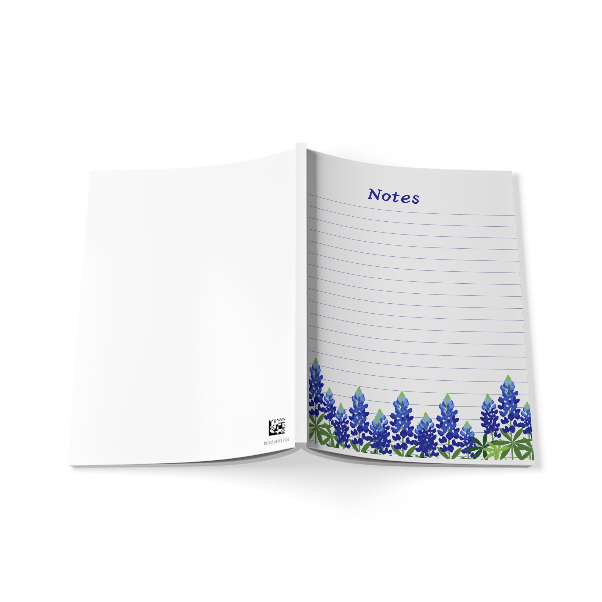 A5 Bluebonnet Notes Notebook — Lined Softcover Journal